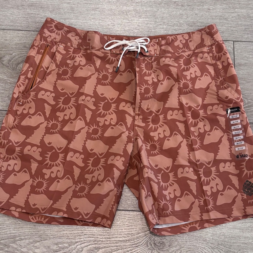 Stio CFS Board Short Mens 36 Mustang Alpine Waves Swim Trunks 7.5 Inseam NWT